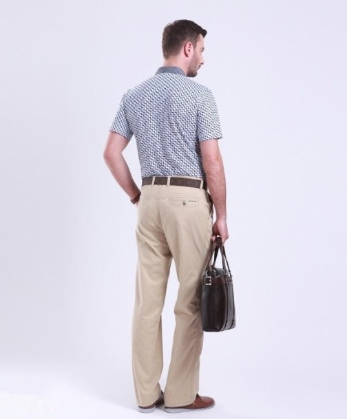 Cotton khaki business casual pants for men